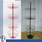 Toy Metal Baskets Display Rack Round Wire Shelves Spinner Floor Display Stand