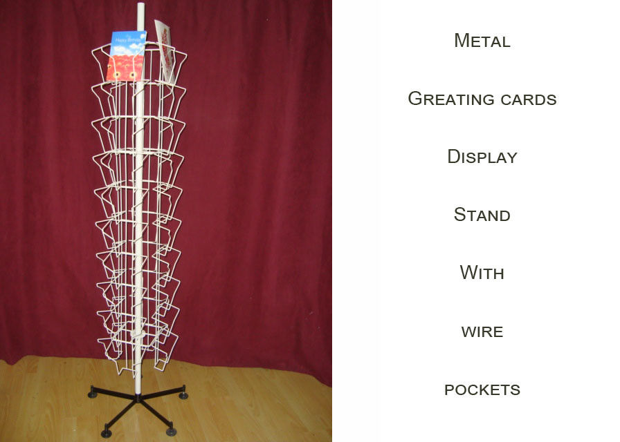 40 Pocket Floor Greeting Card Display Rack OEM Iron Wire Metal Book Display Stand