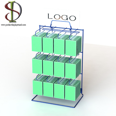 Wire Hooks OEM Metal Table Top Display Stands พร้อม Back Locker และโลโก้ด้านบน